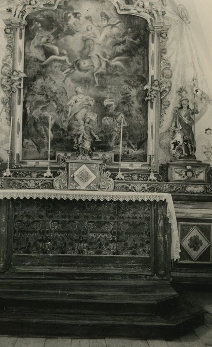 retable, tableau : Impératrice Marie-Thérèse d'Autriche, reine de Bohème et de Hongrie et le duc François Etienne de Lorraine, grand duc de Toscane (L'), antépendium