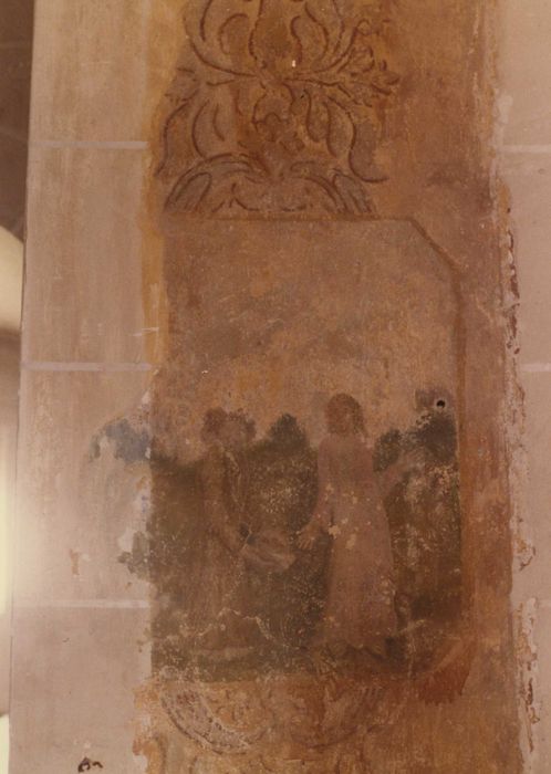 Eglise Saint-Fiacre de Ronchères : arc triomphal, peinture monumentale, détail