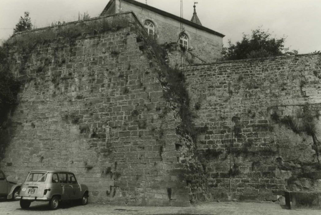 Château : anciens remparts, élévation sud-est, vue partielle