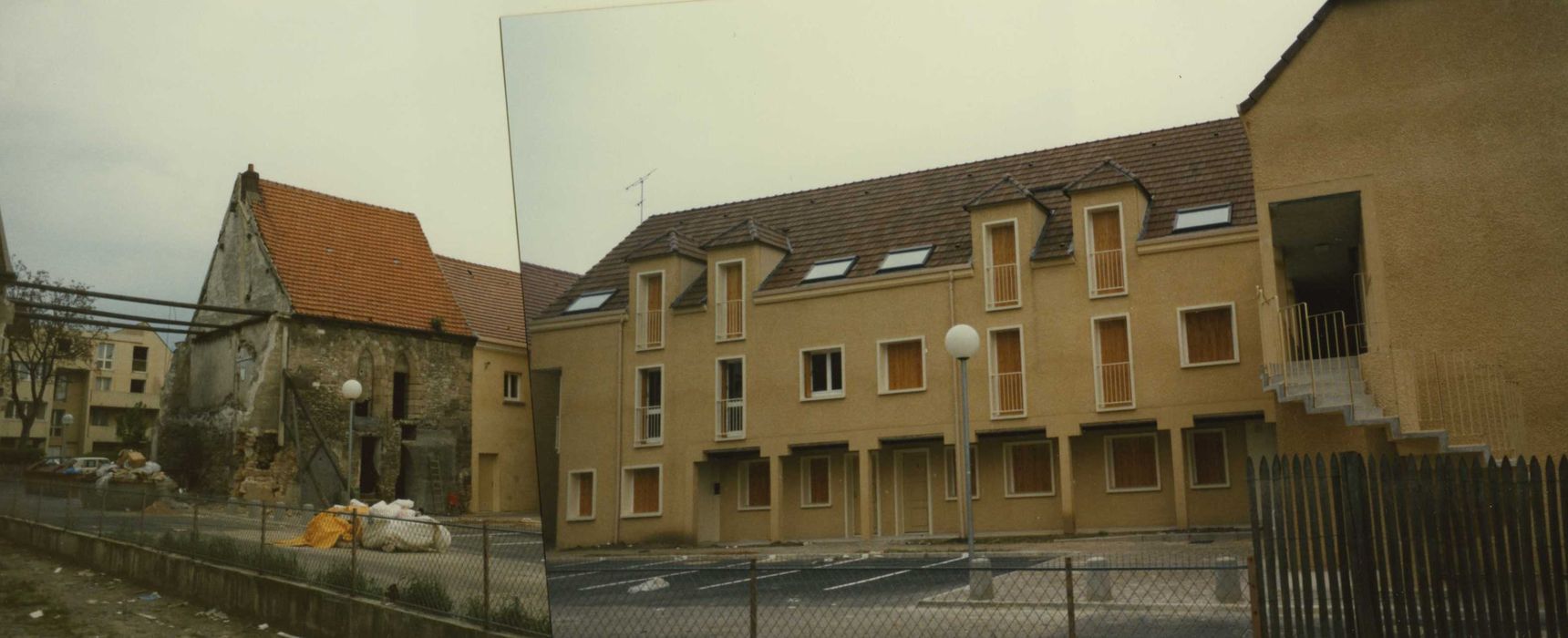 Manoir ou Hôtel-Dieu (ancien) : vue générale du bâtiment dans son environnement urbain depuis le Sud