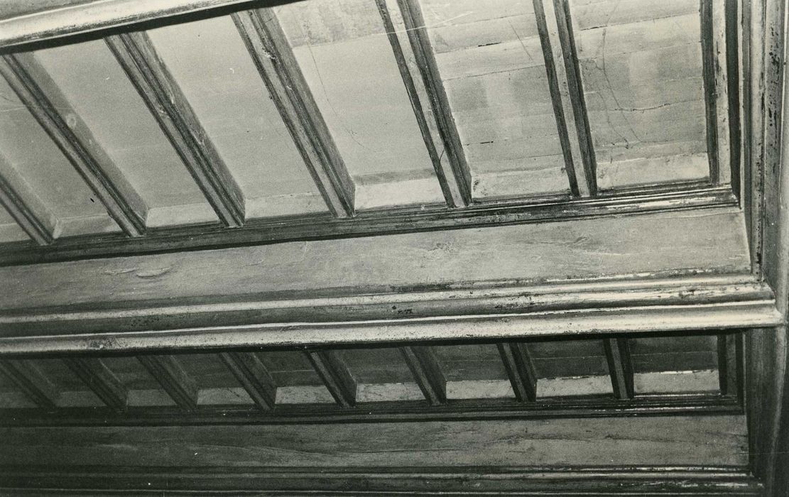 grande salle, vue partielle du plafond à caissons