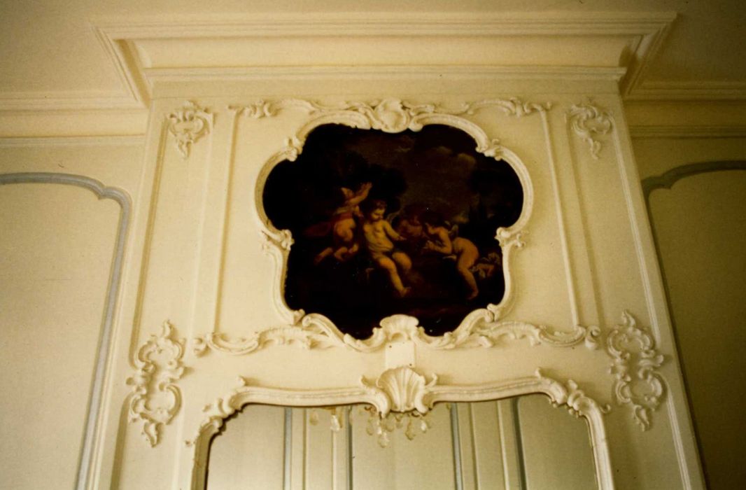 boudoir, détail du dessus de cheminée