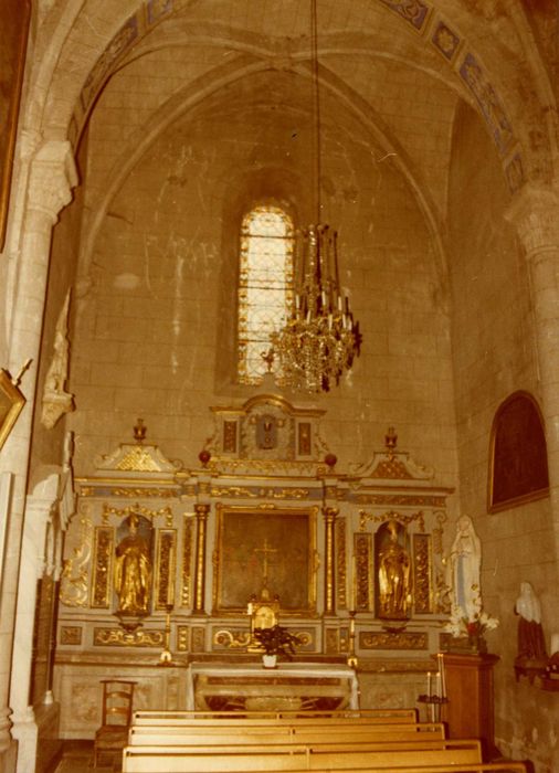 retable de l'Eucharistie, tableau : Cène, et ses deux statues : Saints évêques