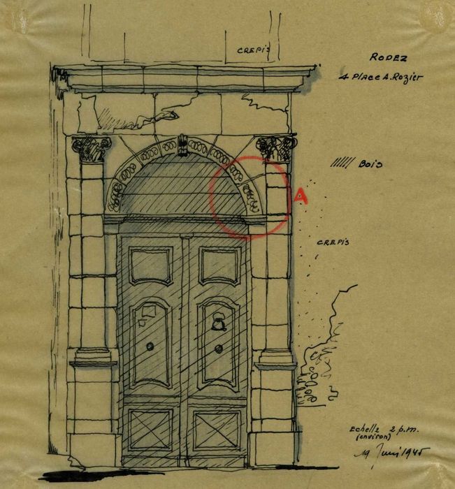 porte d’accès sur rue, vue générale (encre sur calque)