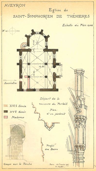 plan, détails (encre sur papier)