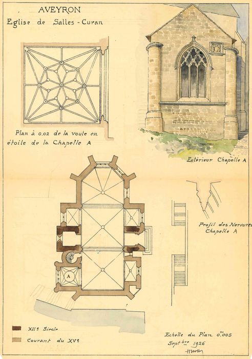 plan, détail, élévation (encre sur papier)