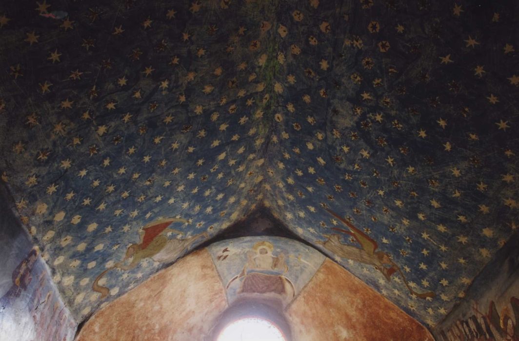 chapelle, peintures monumentales : Jugement dernier, vue partielle de la voûte