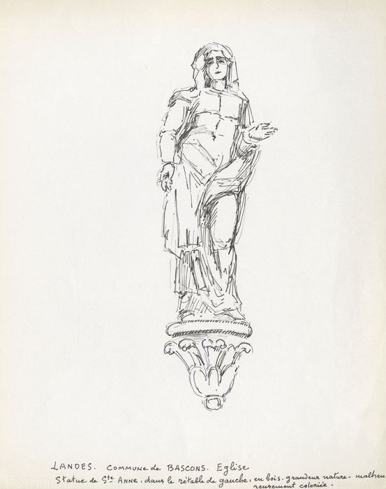 statue : Sainte Elisabeth (dessin : encre sur papier)