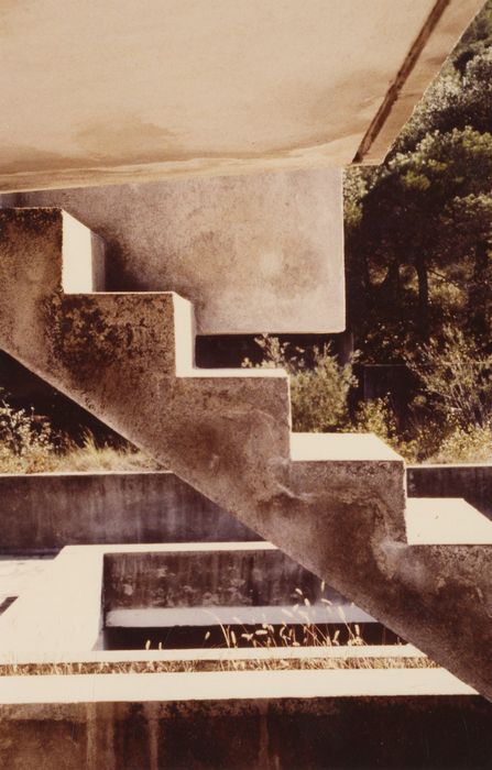 détail d’une volée d’escalier reliant les divers niveaux des terrasses