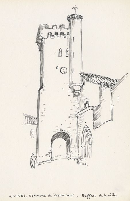 clocher, élévation est (dessin : encre sur papier)