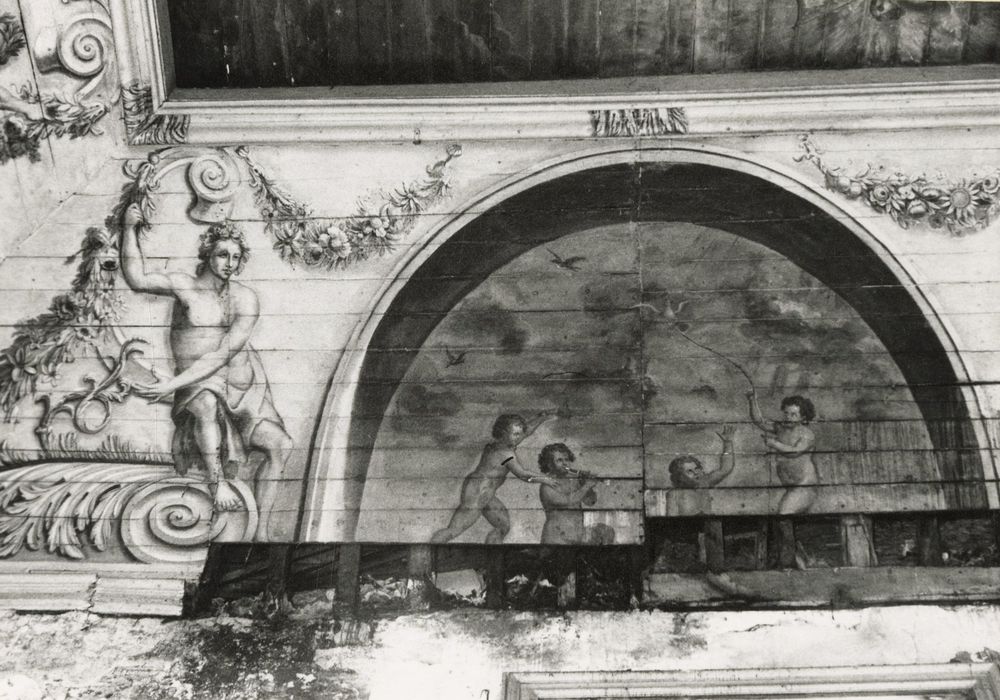 Vestibule, peintures monumentales de la voûte lambrissée, vue partielle