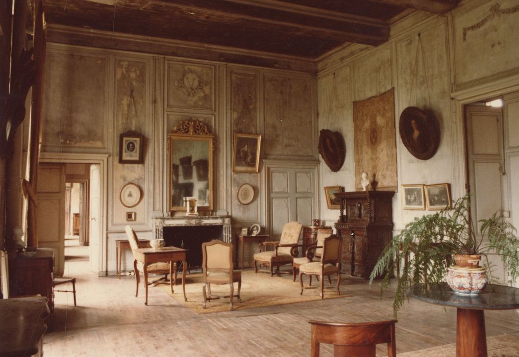 grand salon, vue générale des lambris de revêtement