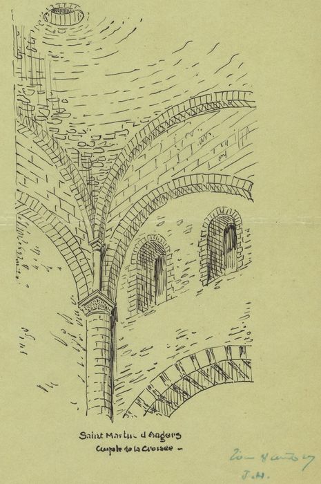 coupole de la croisée du transept, vue partielle (dessin : encre sur calque)