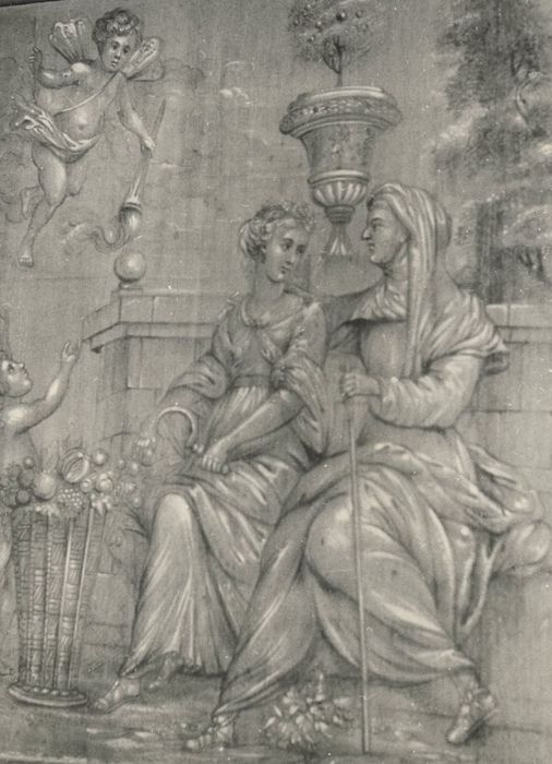 chambre de Madame, lambris de revêtement peint, détail