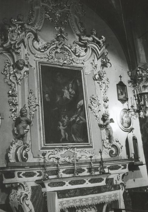 autel retable de saint Eloi, tableau : la Vierge à l'Enfant entre saint Antoine l'ermite et saint Eloi  - © Ministère de la Culture (France), Médiathèque du patrimoine et de la photographie, tous droits réservés