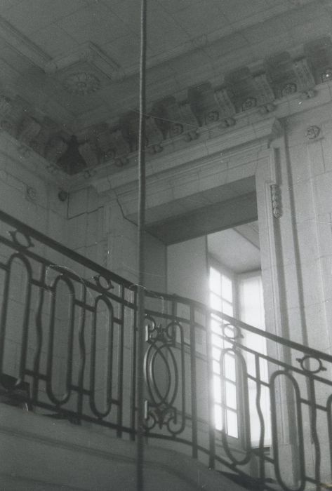 escalier d’honneur, vue partielle de la rampe en fer forgé