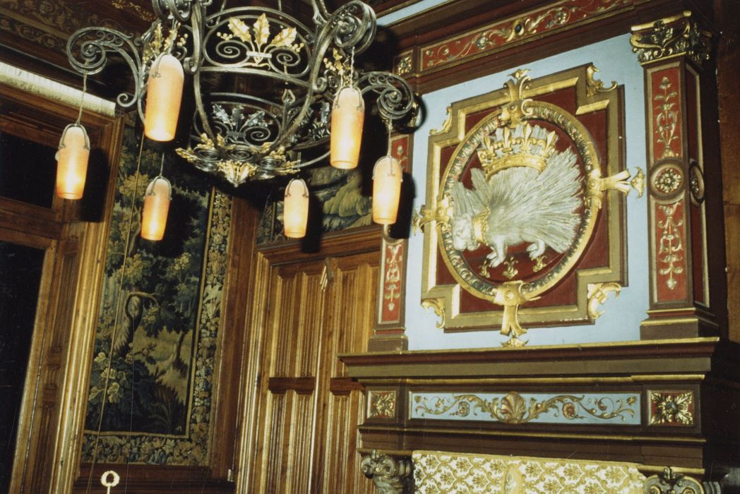 rez-de-chaussée, salon de Diane, vue partielle de la cheminée