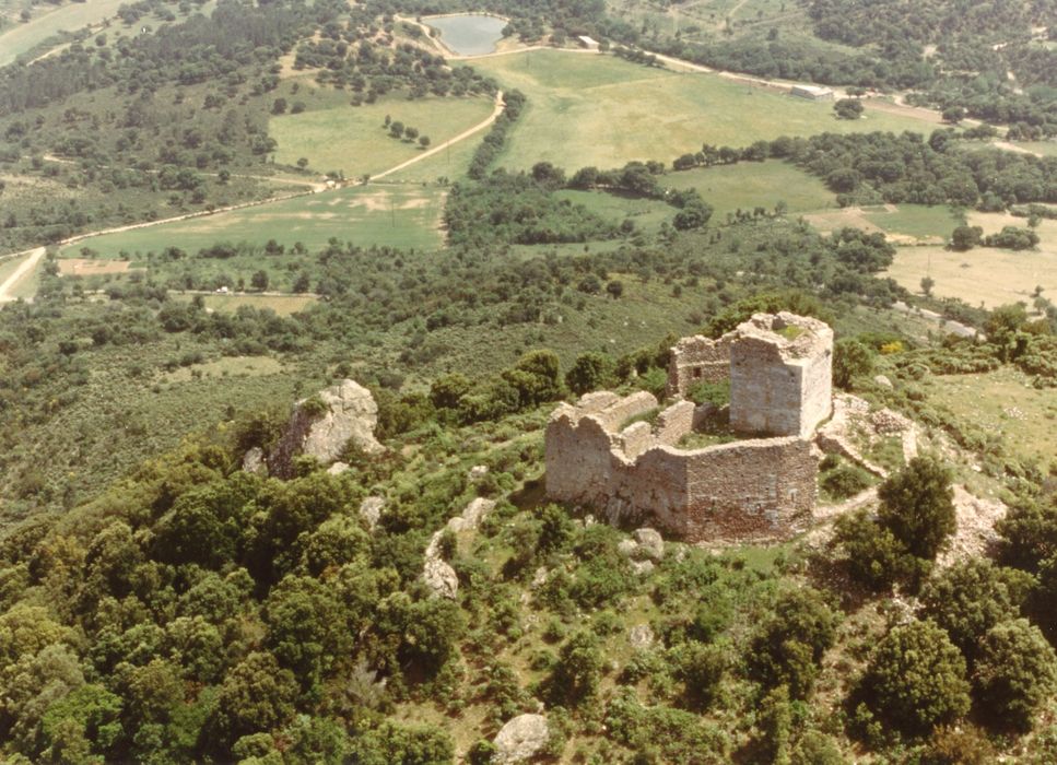 vue aérienne du château dans son environnement