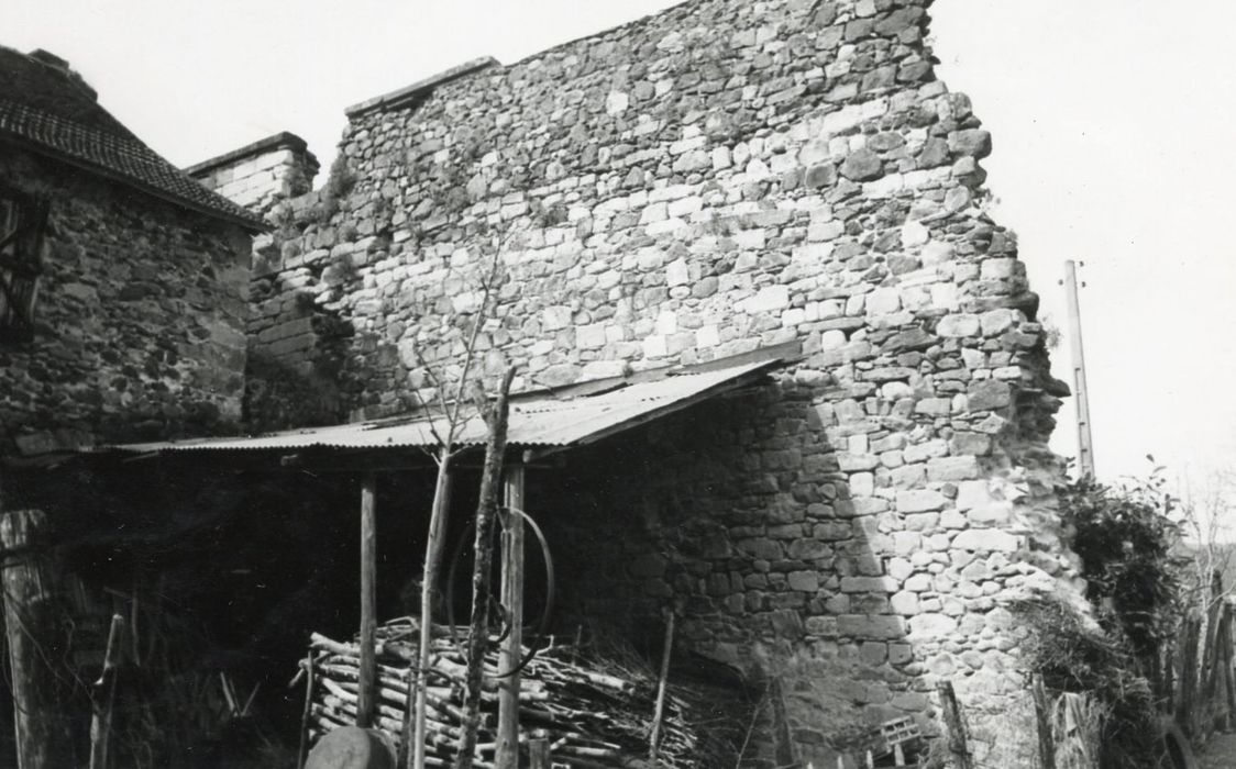 ruines de l’ancien logis, ancien préau, élévation sud-est