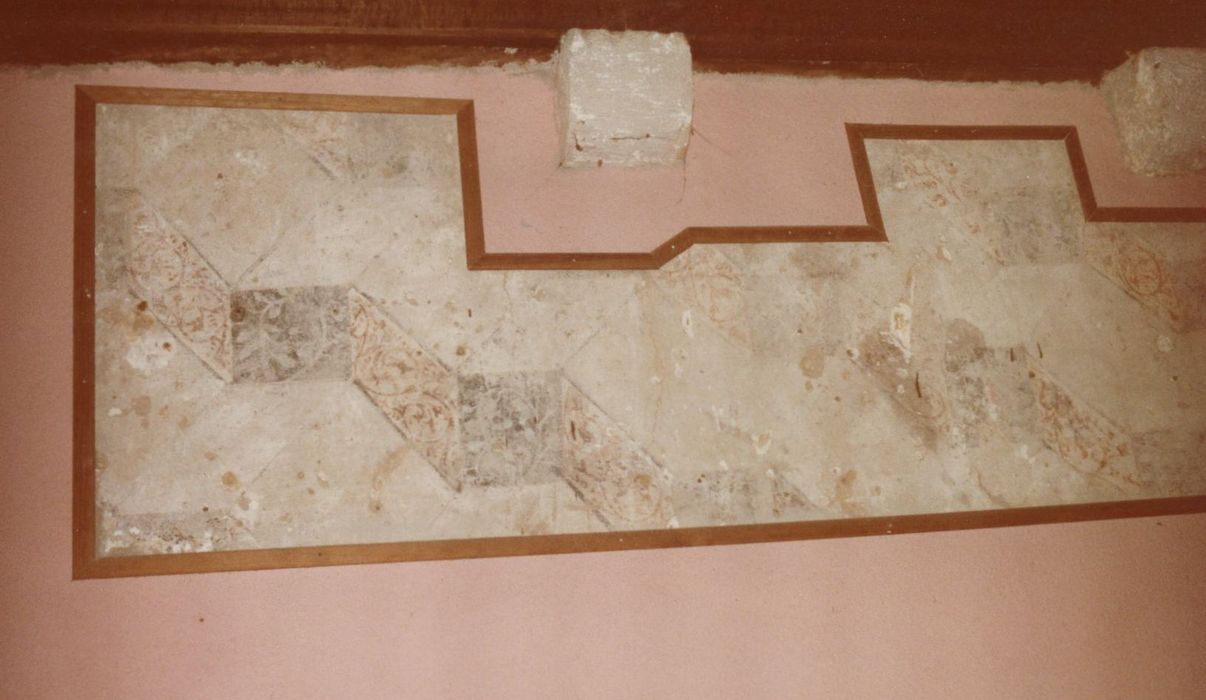 dernier niveau, chambre de l’angle sud-ouest, peinture monumentale décorative (fragments), détail