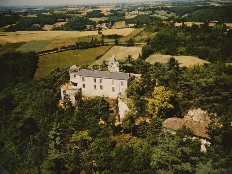 vue aérienne du château dans son environnement