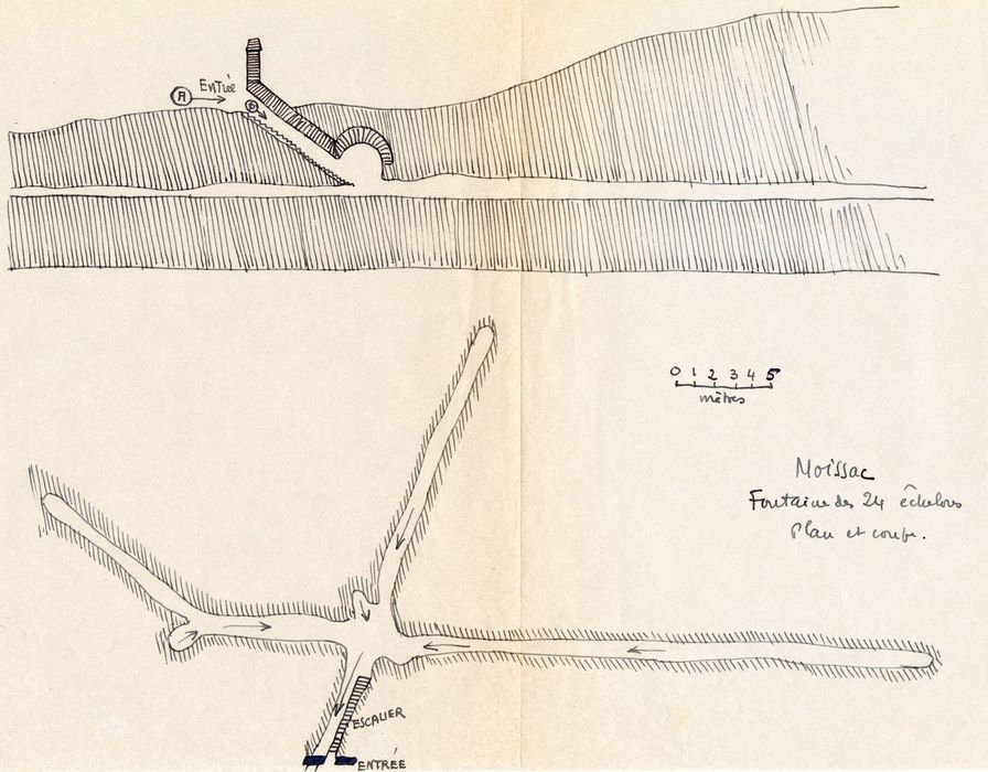 plan et coupe (dessin : encre sur papier)