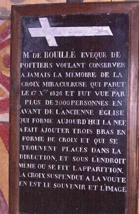 Plaque commémorative de l'apparition de la Croix en 1826