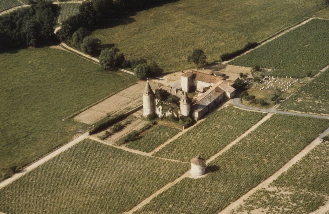 vue aérienne du château dans son environnement