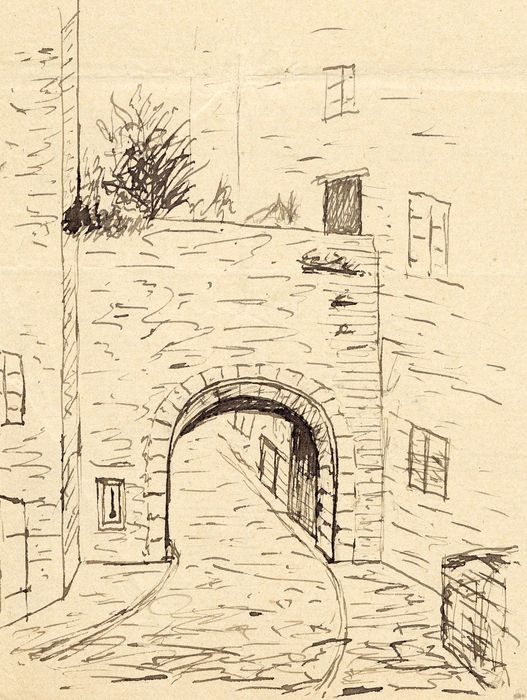 vue partielle de la porte (dessin : Encre sur papier)