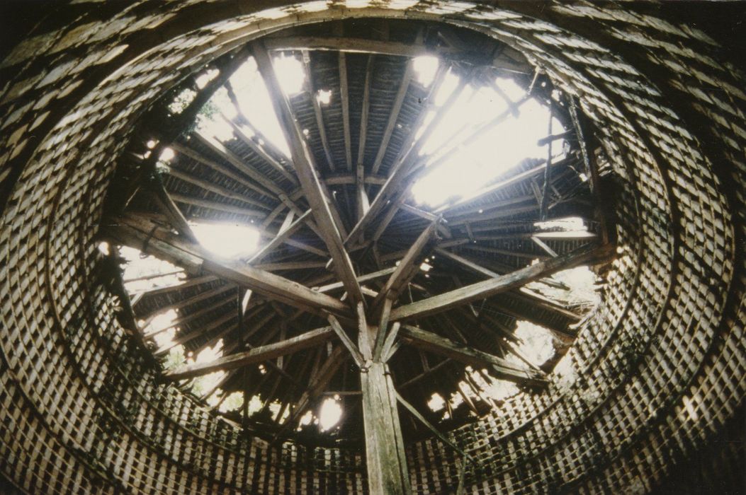 pigeonnier, vue partielle de la charpente