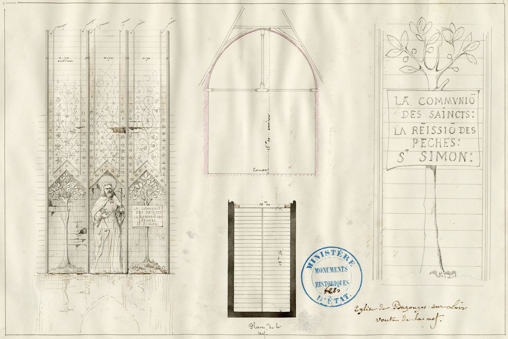 voûte lambrissée, détails (document imprimé)