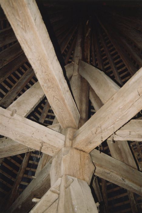 logis, détail de la charpente de la tour d’escalier