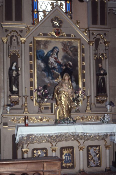 Autel du Rosaire, son retable et son tableau : Remise du Rosaire à saint Dominique