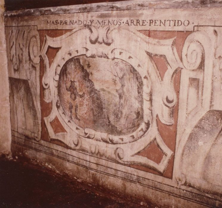 aile nord, 1er étage, chambre, peinture monumentale, détail