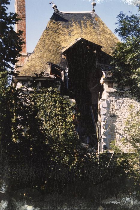 aile ouest, pavillon sud, façade sud, vue partielle de l’effondrement