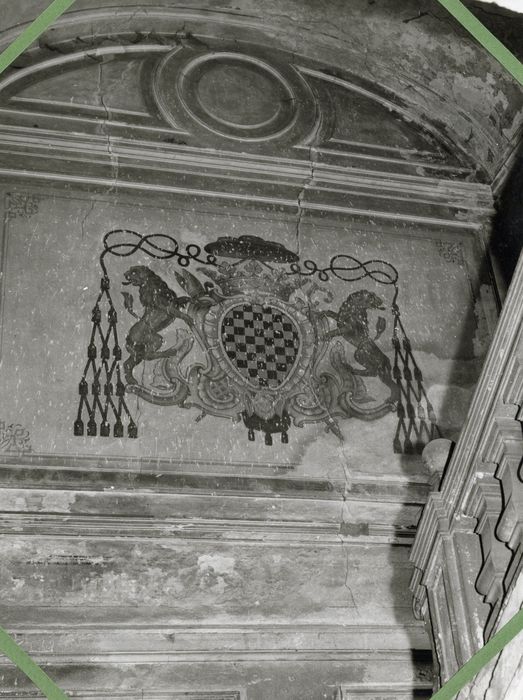 escalier d’honneur, peinture monumentale aux armoiries du cardinal Carlo Giuseppe Filippa della Martiniana