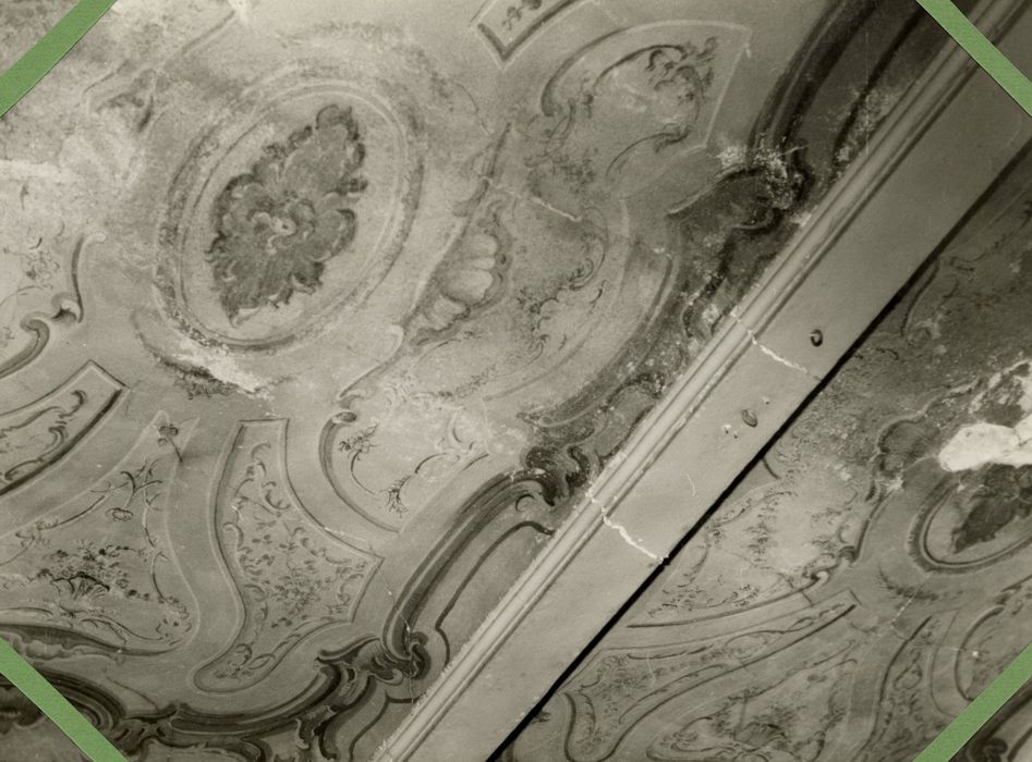 ancienne chambre de l’évêque, peinture monumentale du plafond, vue partielle