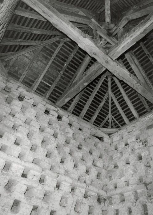 pigeonnier, vue partielle de l’espace intérieur