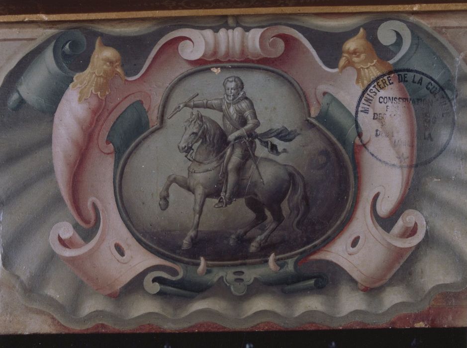 rez-de-chaussée, salle des batailles, détail du décor peint