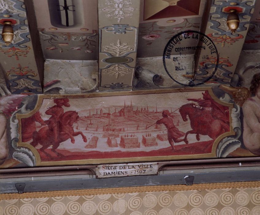 rez-de-chaussée, salle des batailles, détail du décor peint