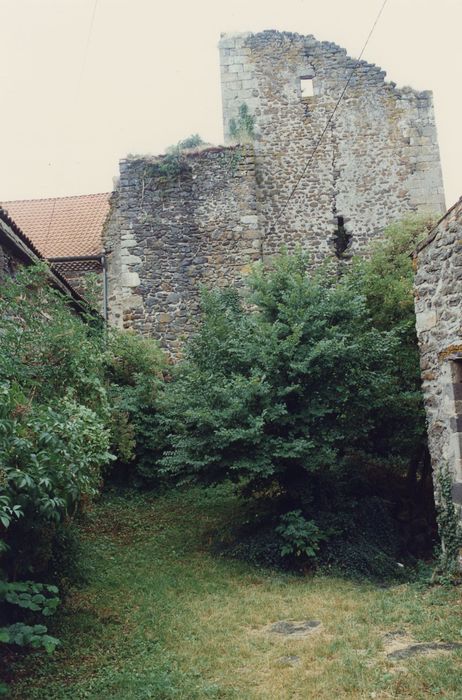 vue partielle des ruines, donjon, élévation est