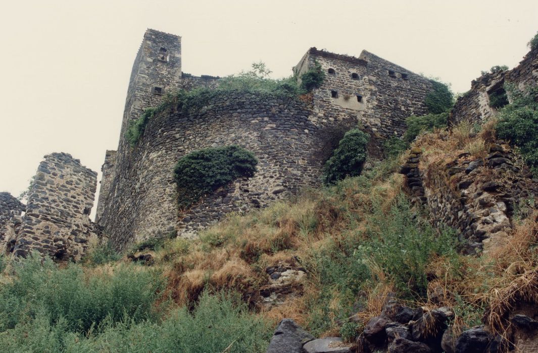 vue partielle des ruines, front est, en contrebas de la cour intérieure