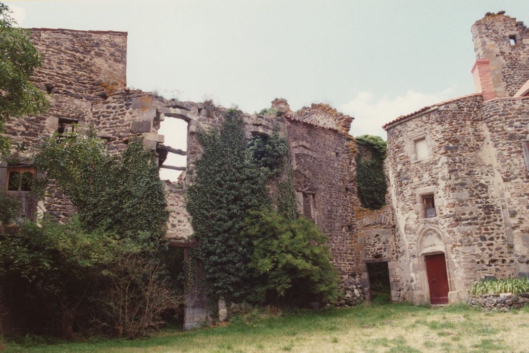 vue partielle des ruines, cour intérieure, élévation sud