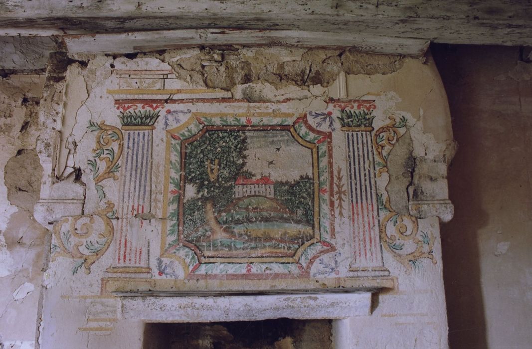1er étage, grande chambre, cheminée, peinture monumentale