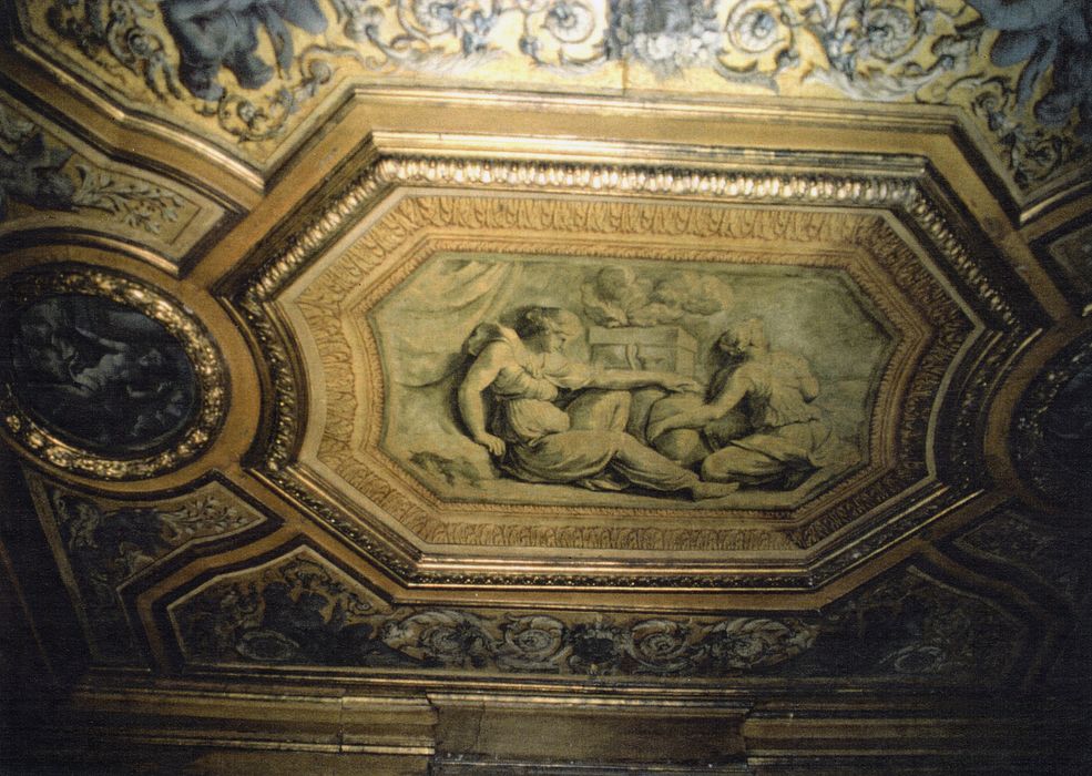 chambre (?), plafond peint, détail (photocopie numérisée)