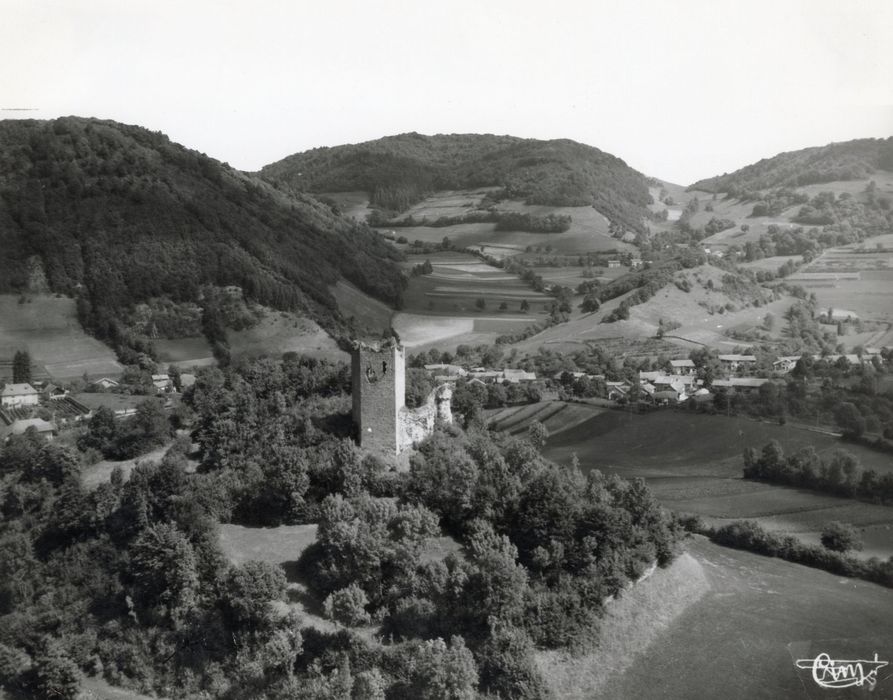 vue aérienne du château dans son environnement