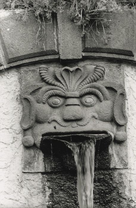 parc, 2e terrasse, fontaine, détail du mascaron