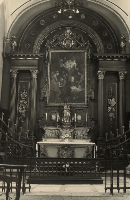 autel de la Vierge, tabernacle, prédelle et retable, tableau : Adoration des Bergers