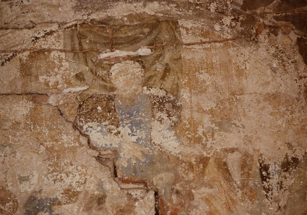 bâtiment entre les deux cours, salles du haut, peintures monumentales (fragments), détail