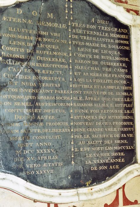 plaque commémorative à la mémoire de Yves-Marie de Rupelmonde